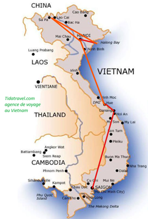 carte voyage vietnam 2 semaines